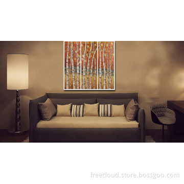 Golden Birch Trees Wall Art Warm Oil Painting